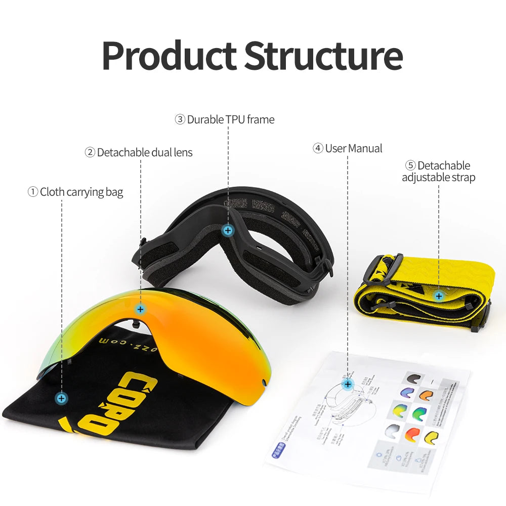 Ski Snowboard Goggles Double Lens UV400 Anti-fog Unisex